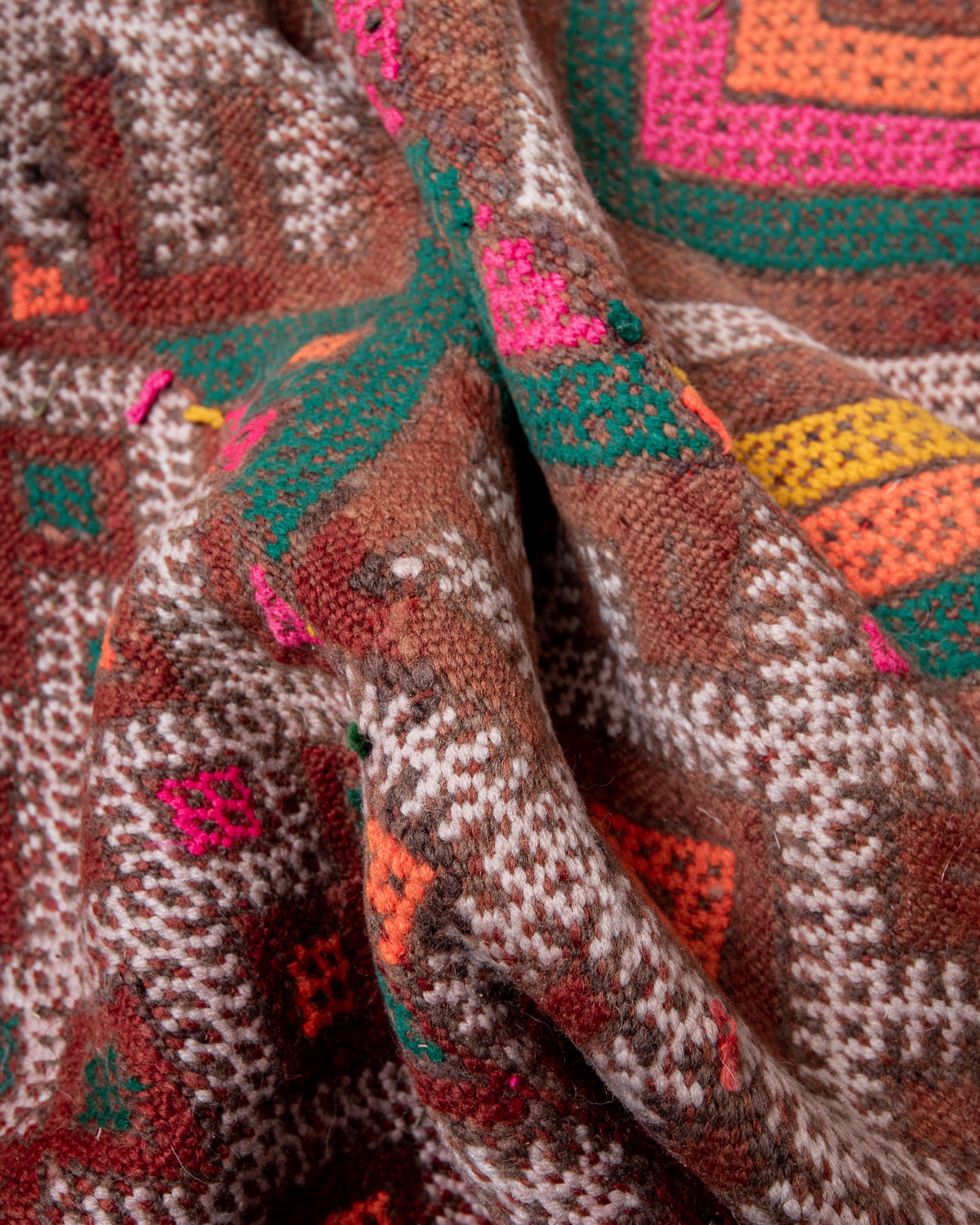 Modern, designer, handcrafted Berber rug from Morocco. Vintage Kelim carpet with beautiful designs and robust flat weave. 100% wool.