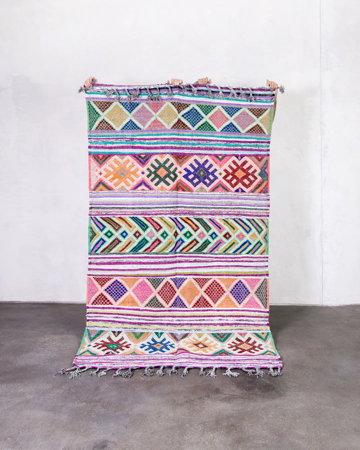 Modern designer handcrafted Berber rug from morocco Kelim with beautiful colors and patterns