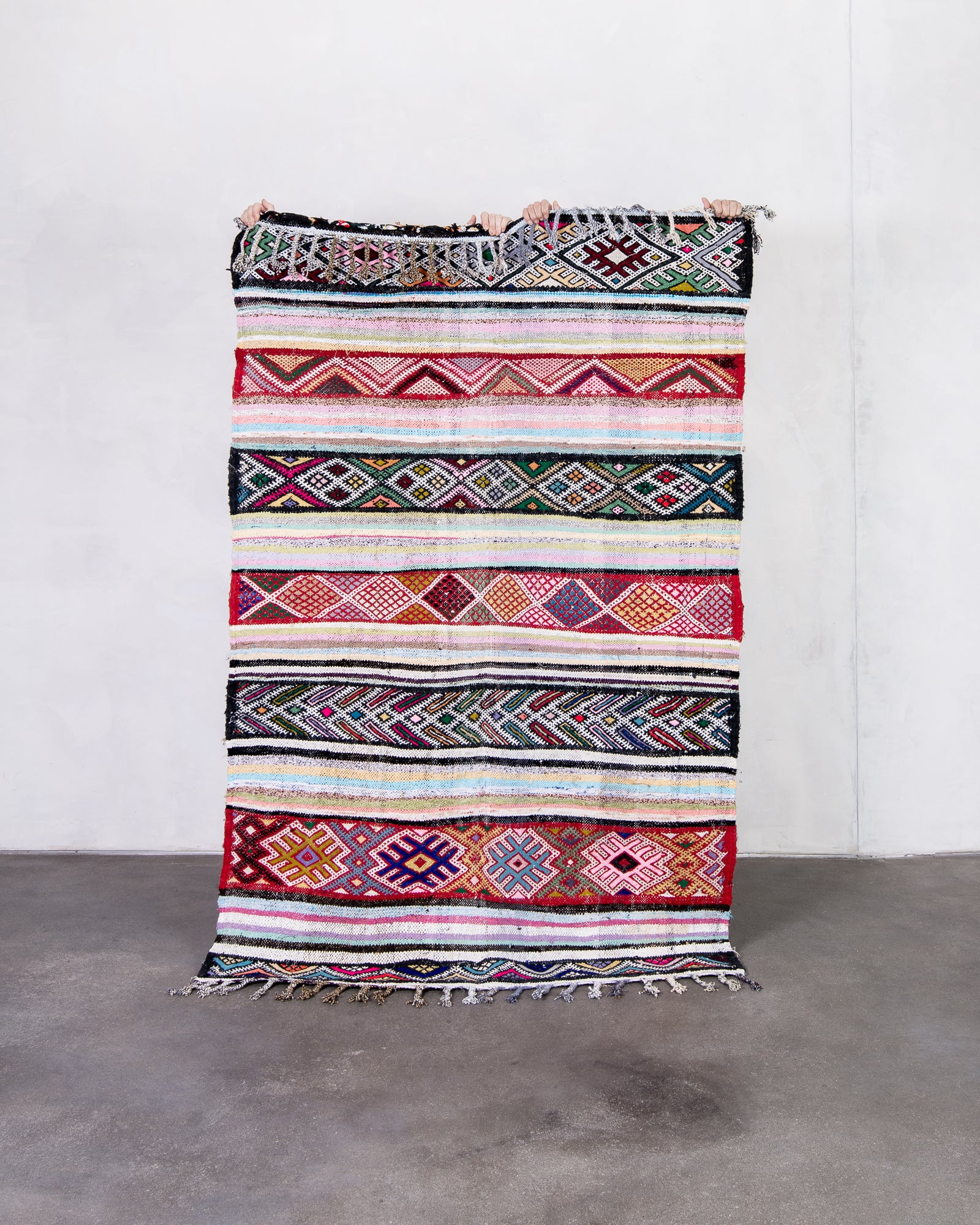 Modern designer handcrafted Berber rug from morocco Kelim with beautiful colors and patterns