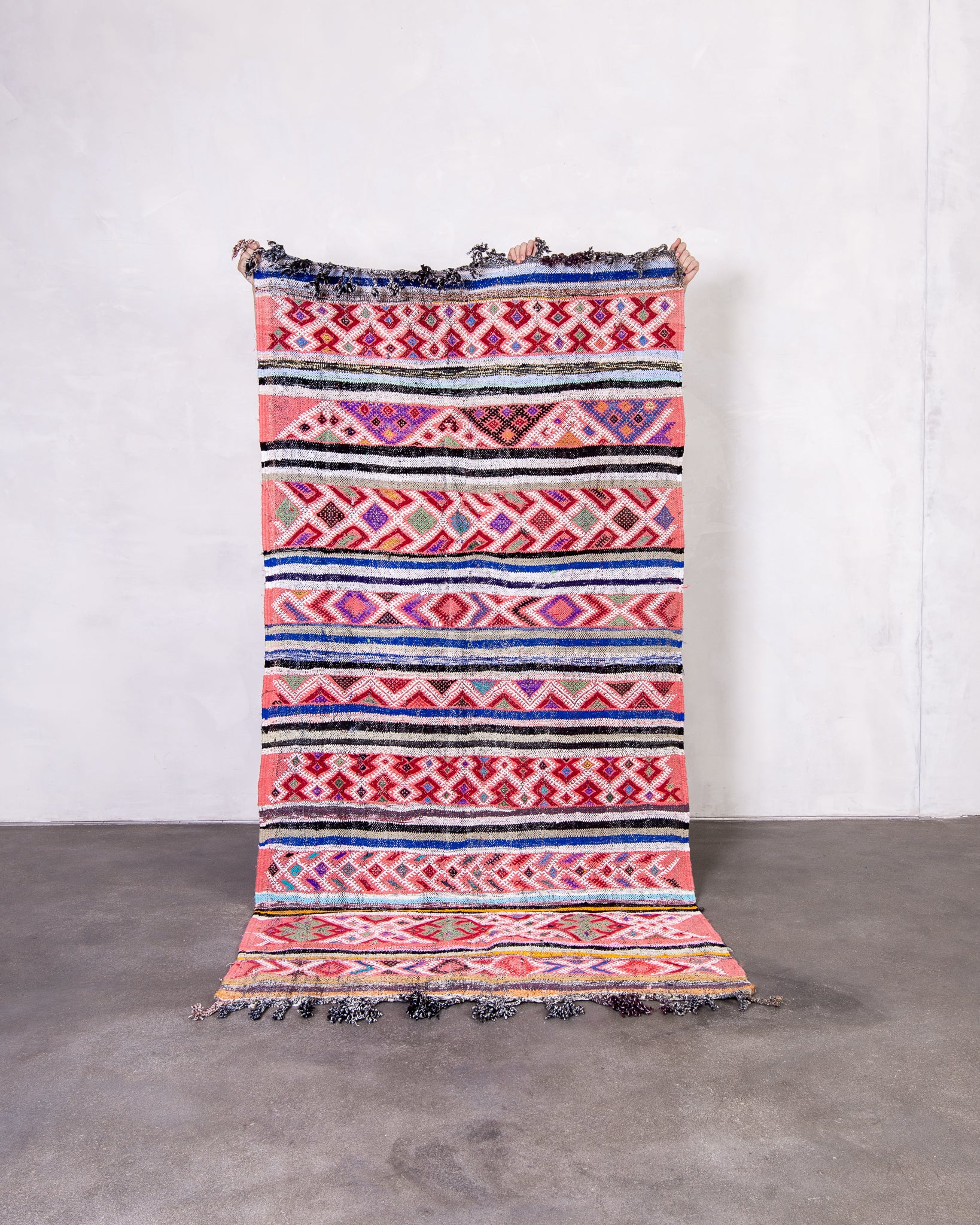 Modern designer handcrafted Berber rug from morocco Kelim with beautiful colors and patterns