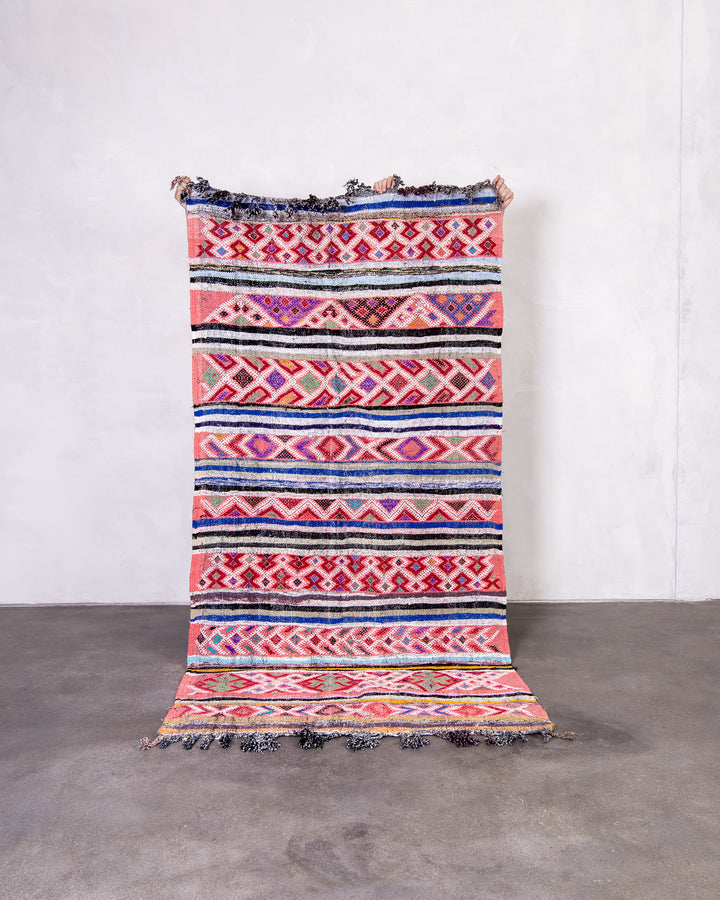 Modern designer handcrafted Berber rug from morocco Kelim with beautiful colors and patterns