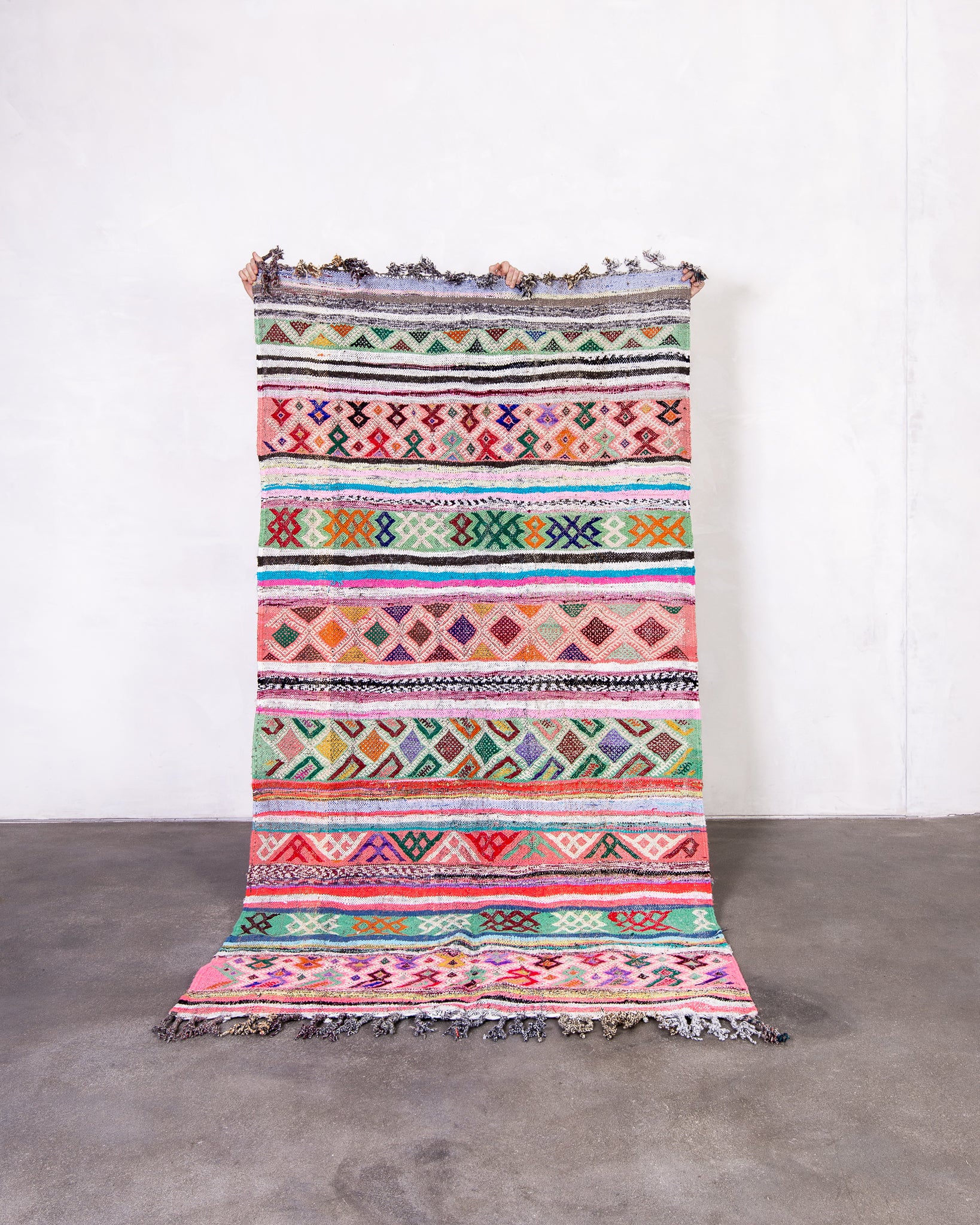 Modern designer handcrafted Berber rug from morocco Kelim with beautiful colors and patterns