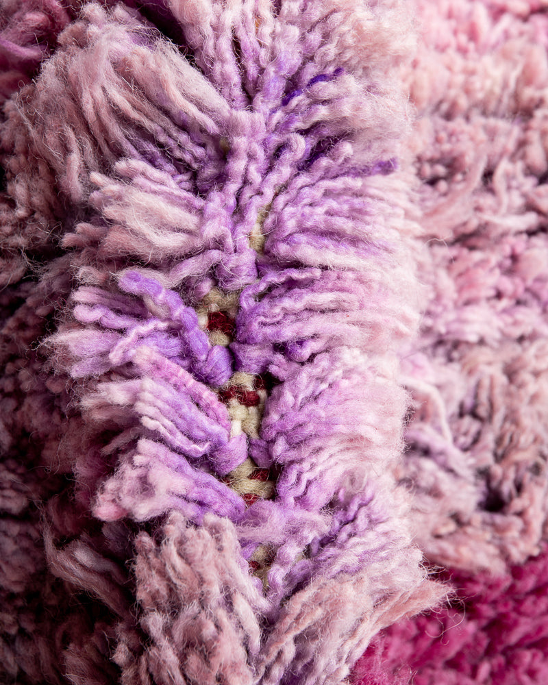 Modern, designer, handcrafted Berber rug from Morocco. Vintage carpet with beautiful colours and patterns and fluffy texture.