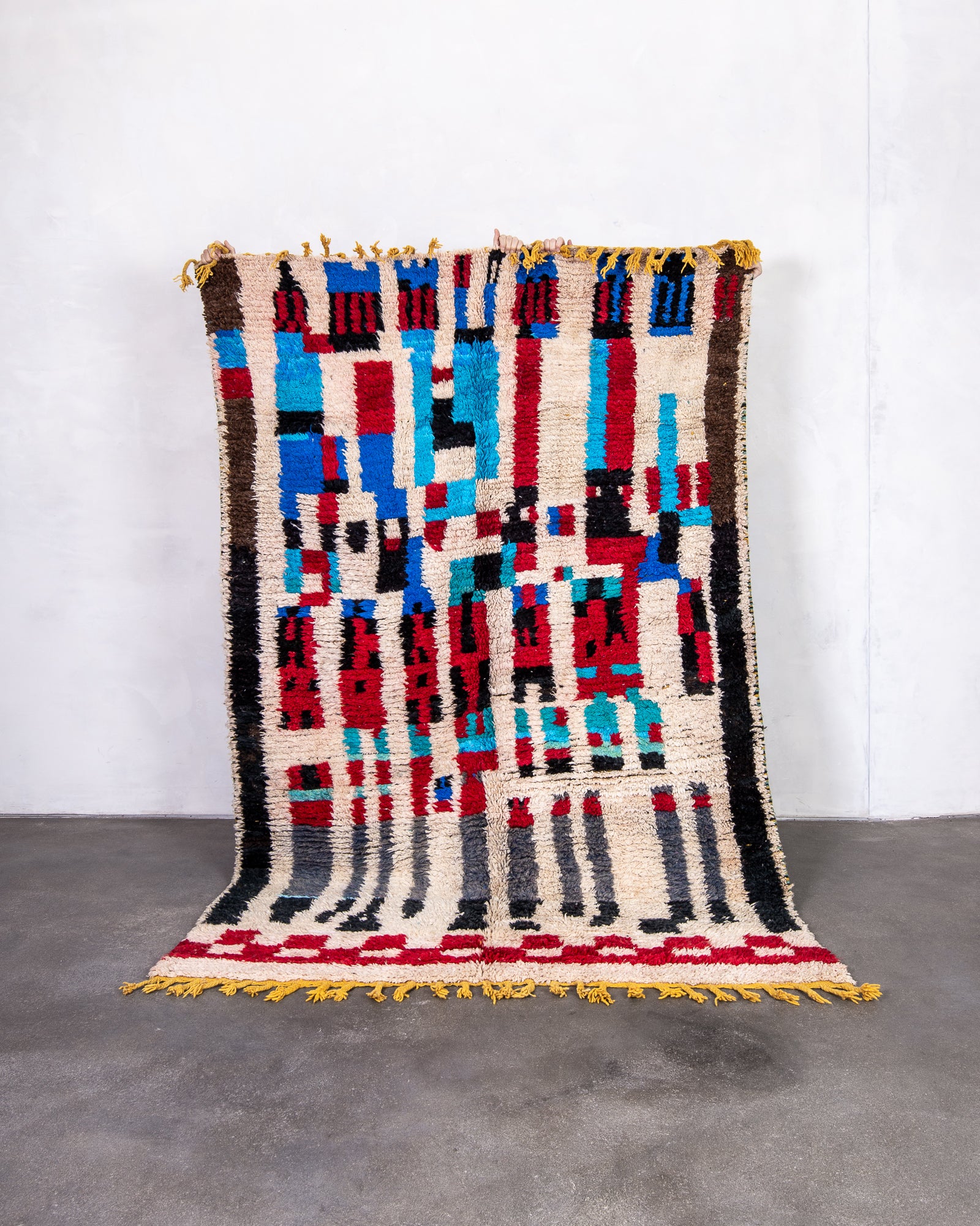 Modern designer handcrafted Berber rug from morocco Boujad with beautiful colors and patterns