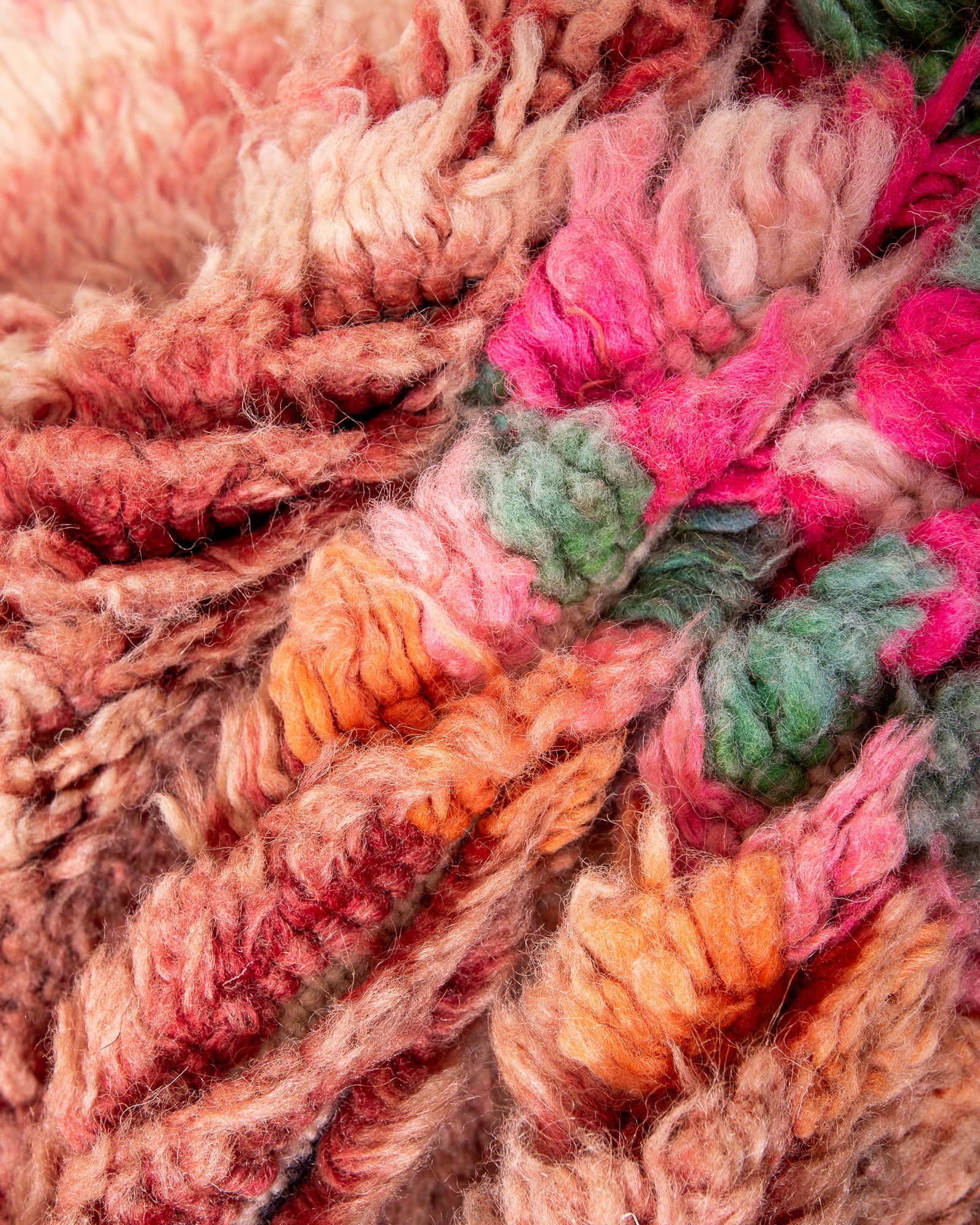 Modern, designer, handcrafted Berber rug from Morocco. Vintage carpet with beautiful colours and patterns and fluffy texture.