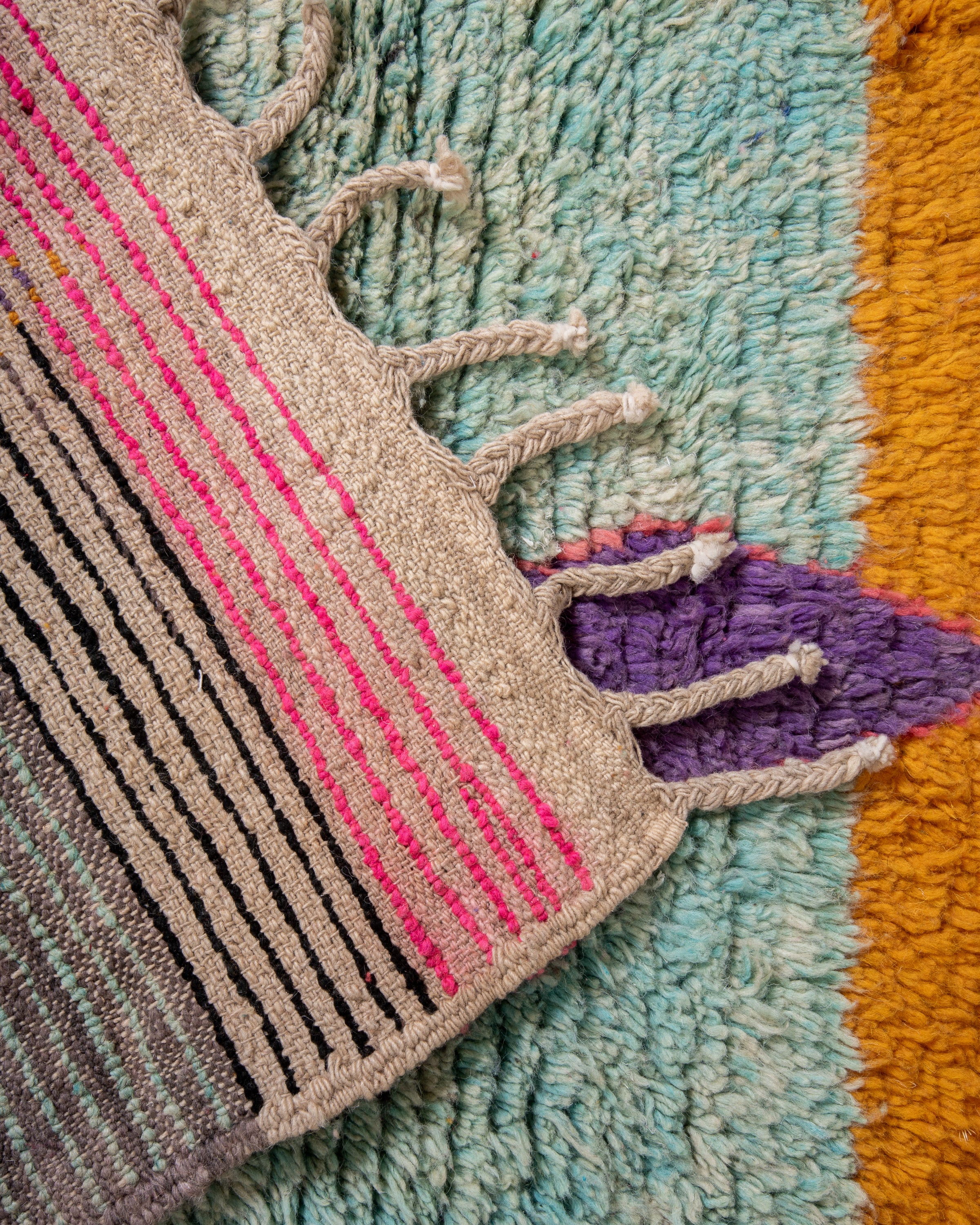 Modern designer handcrafted Berber rug from morocco Boujad with beautiful colors and patterns